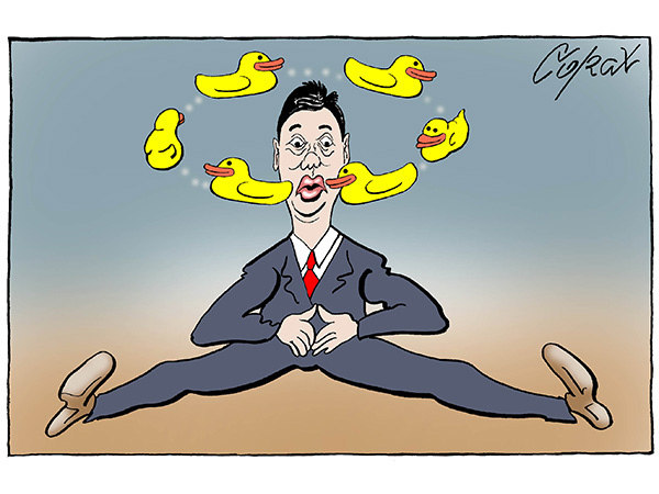Žuta patka u Koraksovim karikaturama