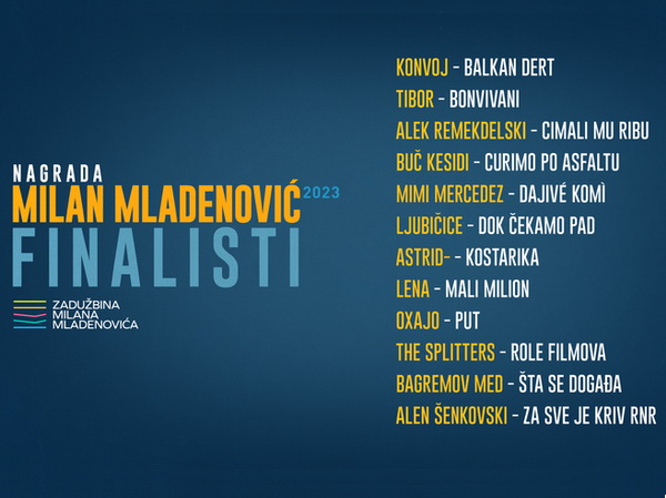 Finalisti nagrade Milan Mladenović za 2023.